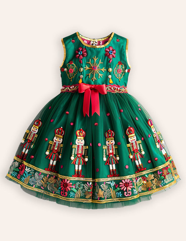 Christmas Nutcracker Applique Tulle Dress