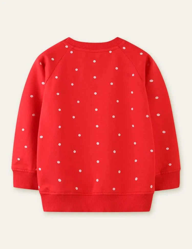 Alpaca Appliqué Polka Dot Sweatshirt - Mini Taylor