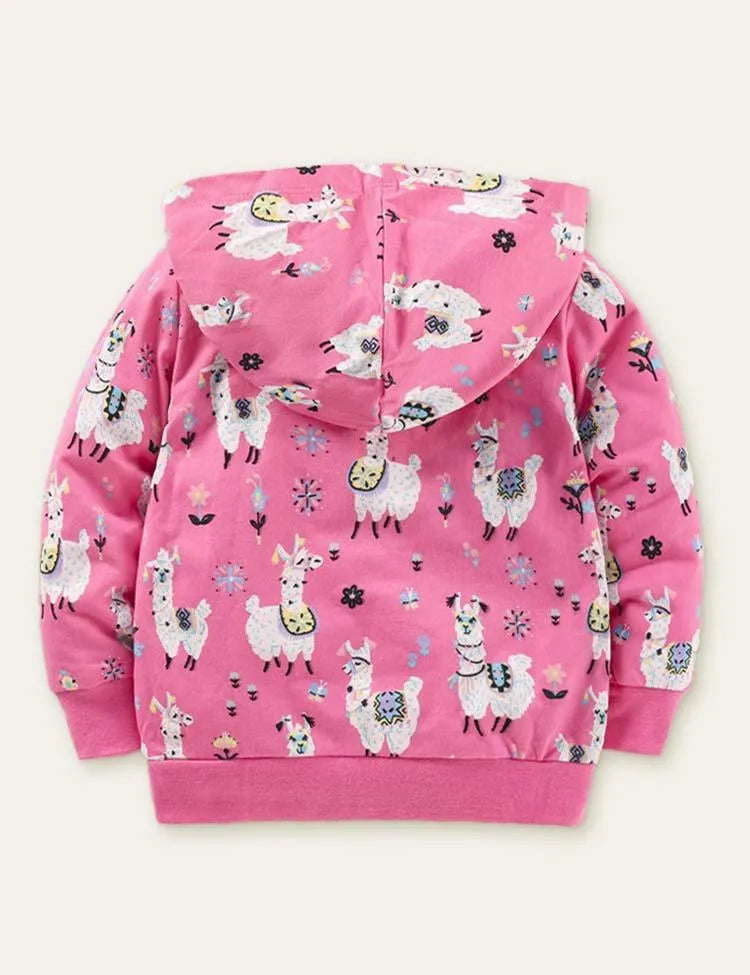 Alpaca Cartoon Printed Hoodie - Mini Taylor
