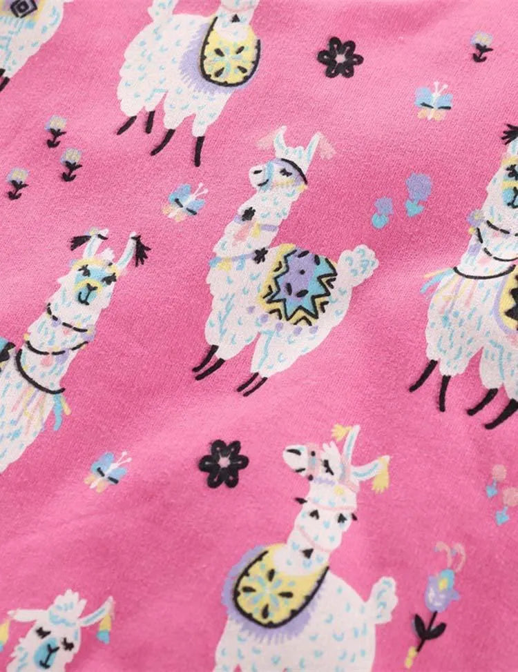 Alpaca Cartoon Printed Hoodie - Mini Taylor