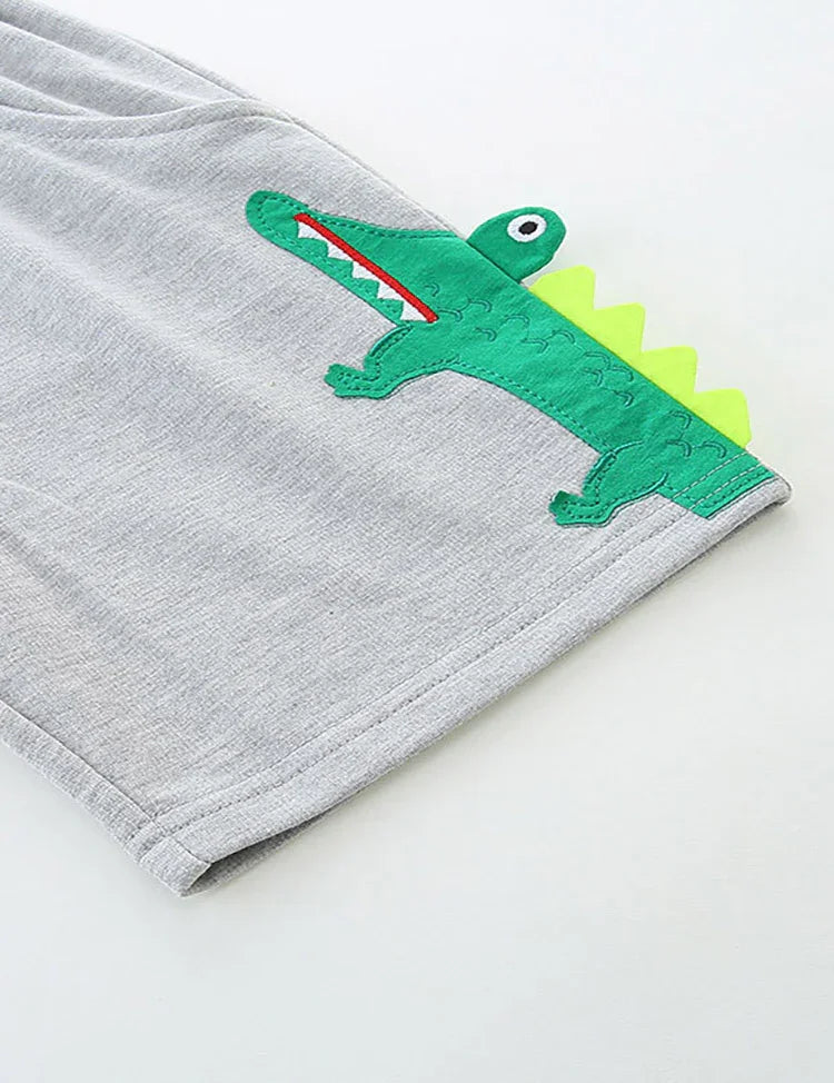 Cartoon Crocodile Applique Shorts