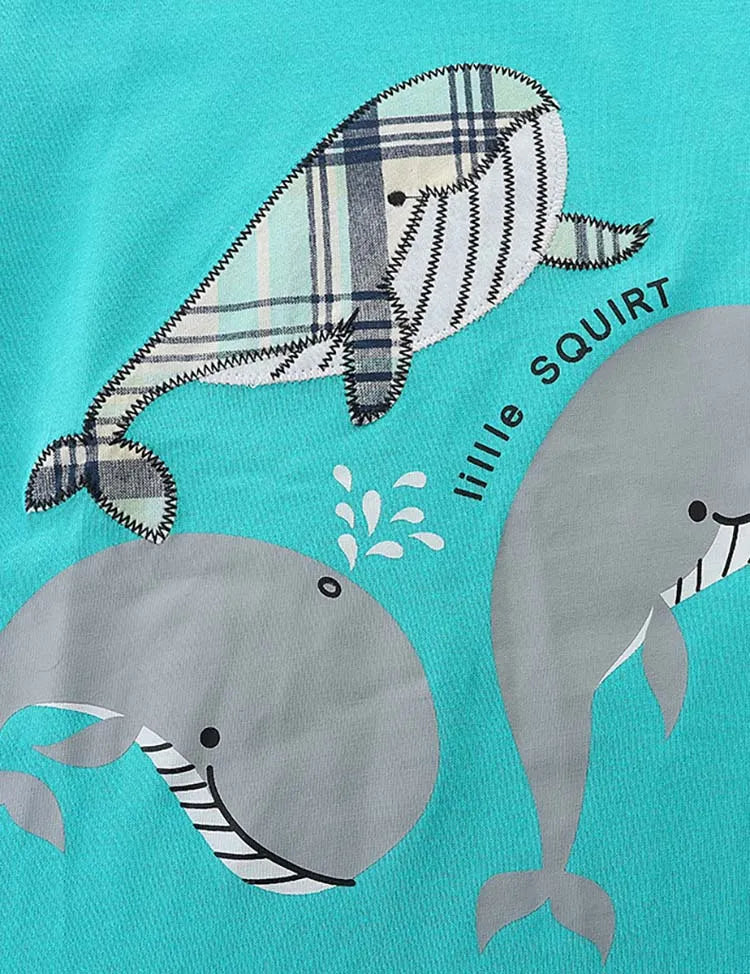 Whale Plaid Print T-Shirt and Shorts Set
