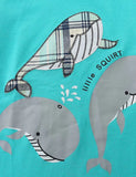 Whale Plaid Print T-Shirt and Shorts Set