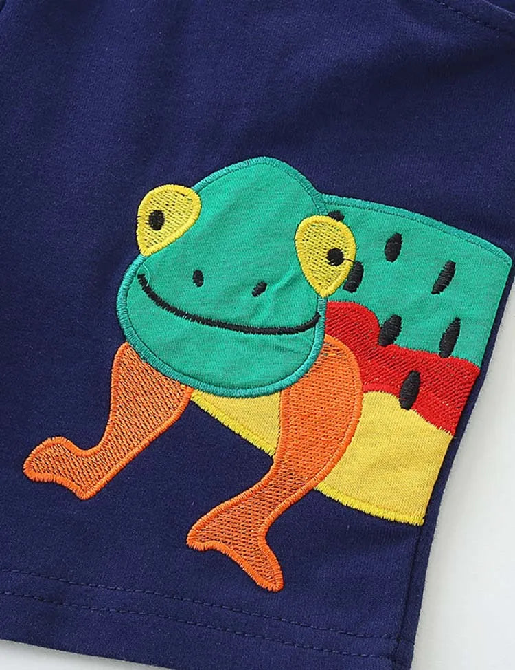 Lizard Embroidered Shorts