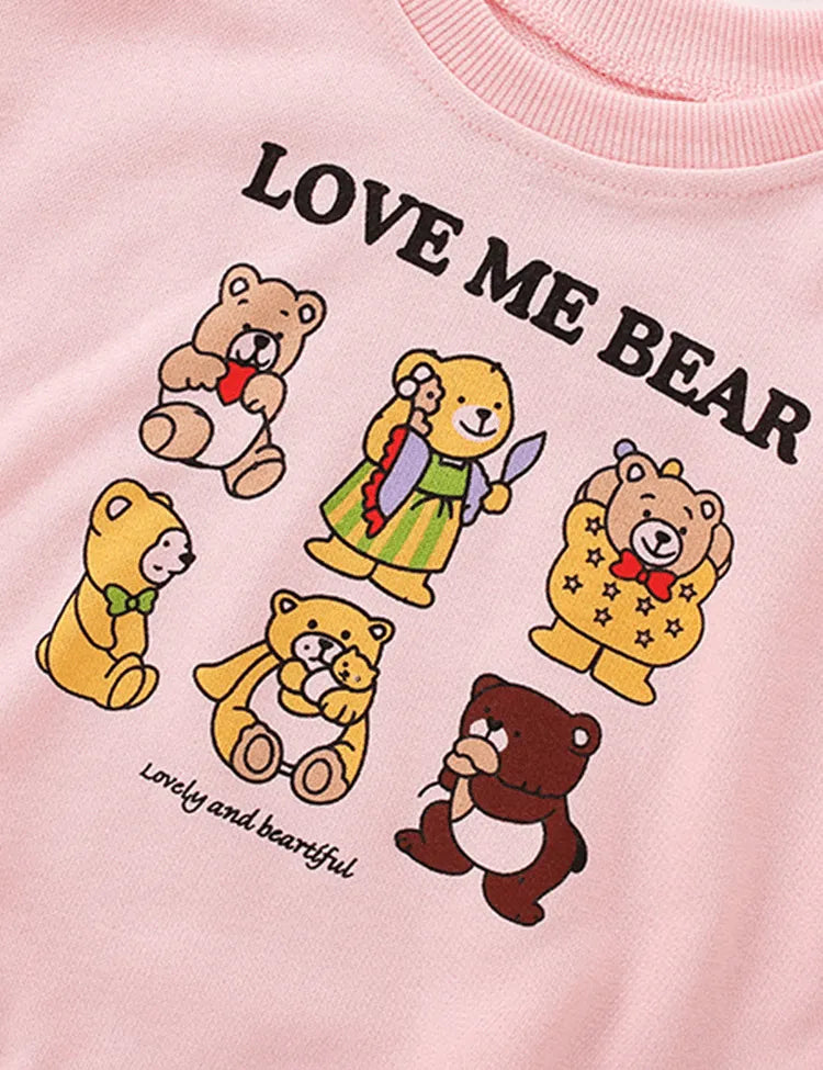 Cartoon Bear Printed Long-Sleeved T-shirt - Mini Taylor