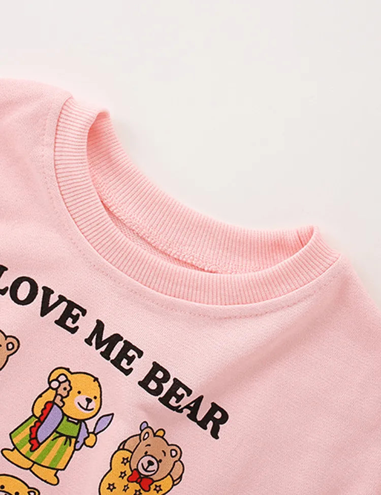 Cartoon Bear Printed Long-Sleeved T-shirt - Mini Taylor