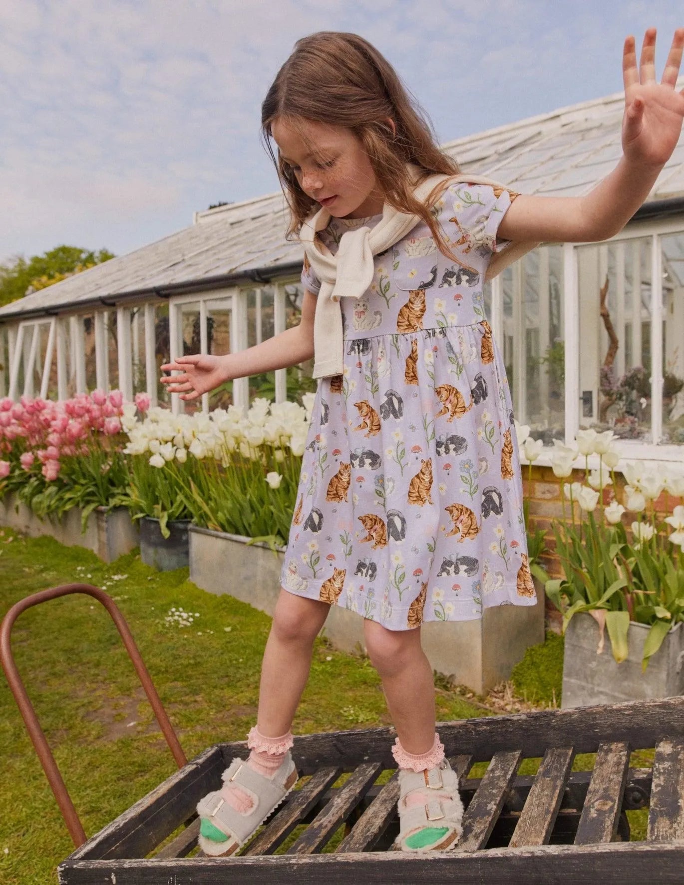 Cartoon Cat Printed Dress - Mini Taylor