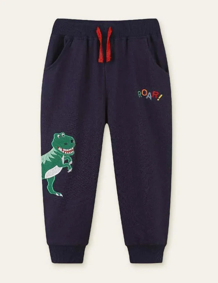 Dinosaur Appliqué Embroidered Sweatpants - Mini Taylor