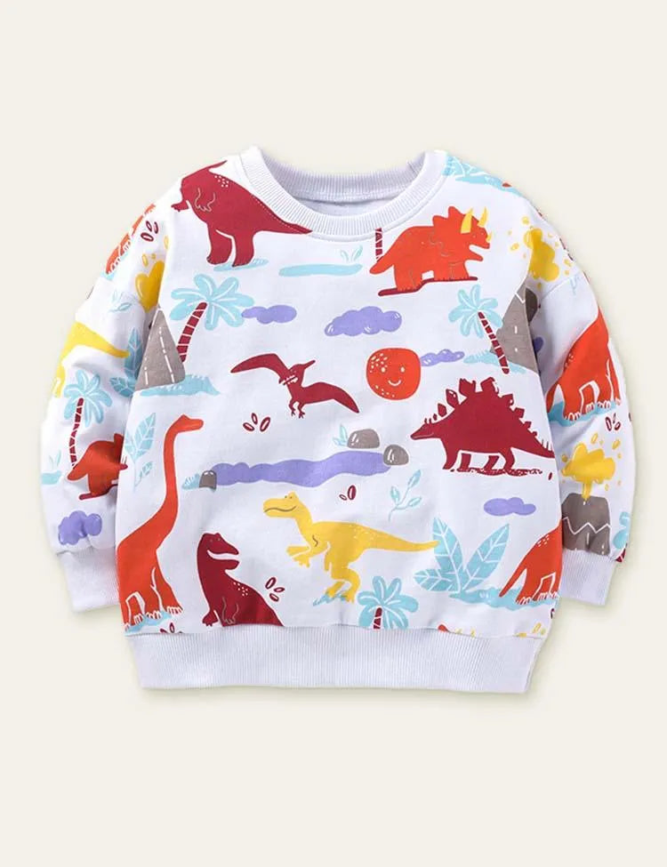 Dinosaur Printed Long Sleeve Sweatshirt - Mini Taylor