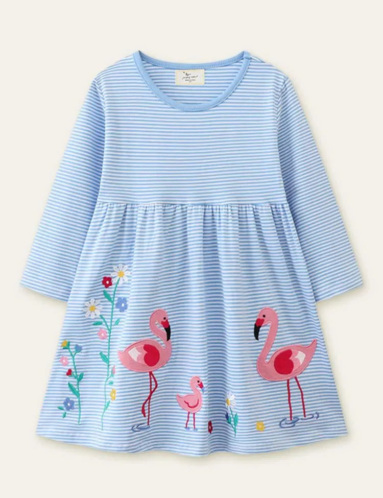 Flamingo Appliqué Flower Dress - Mini Taylor