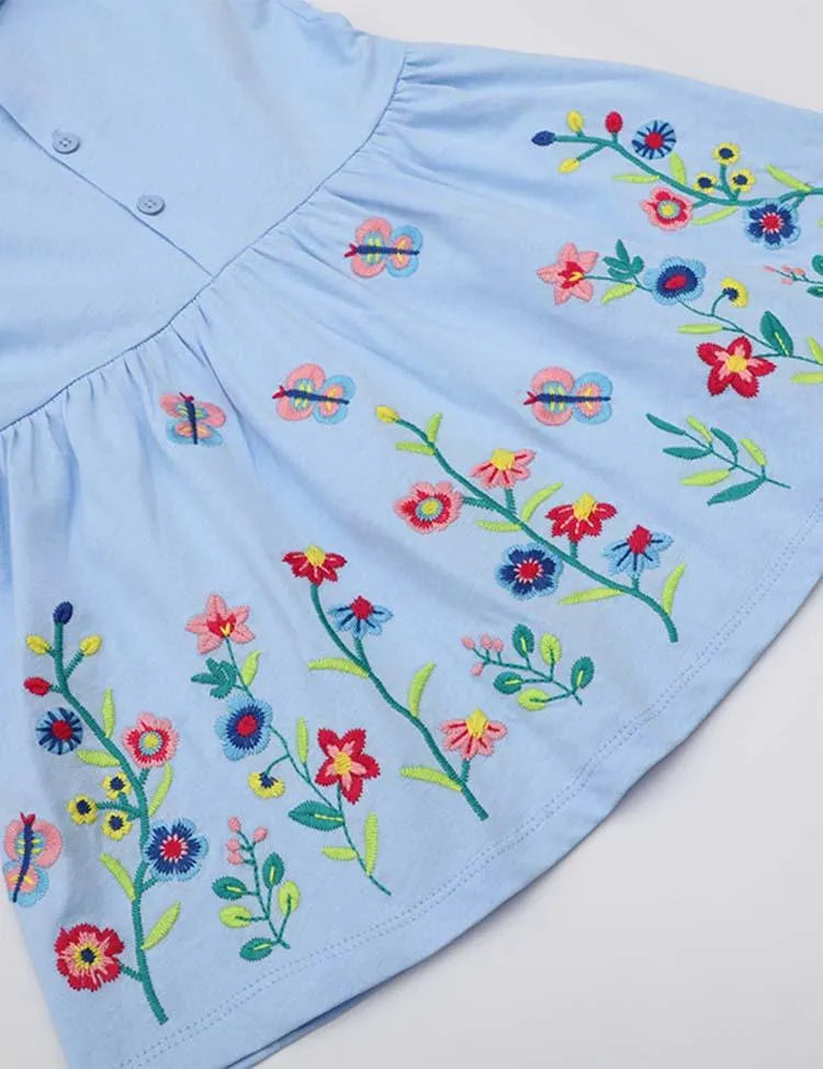 Flower Embroidered Long Sleeve Dress - Mini Taylor