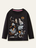 Glowing Animal Printed Long Sleeve T-shirt - Mini Taylor