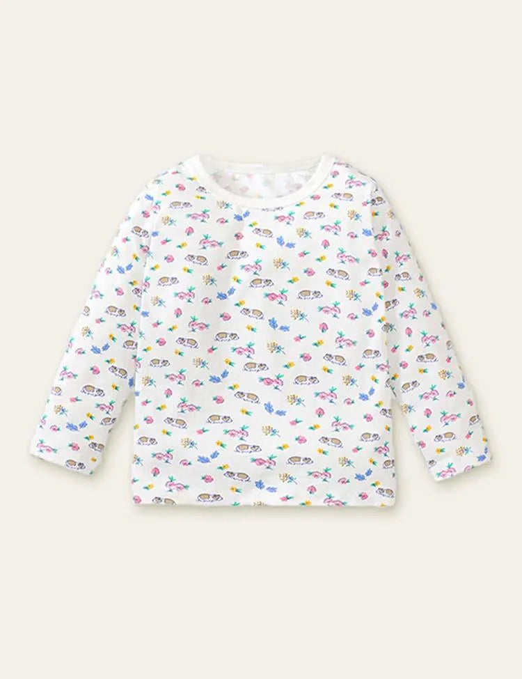 Guinea Pig Flower Embroidered Strap Dress + Long Sleeve T-shirt - Mini Taylor