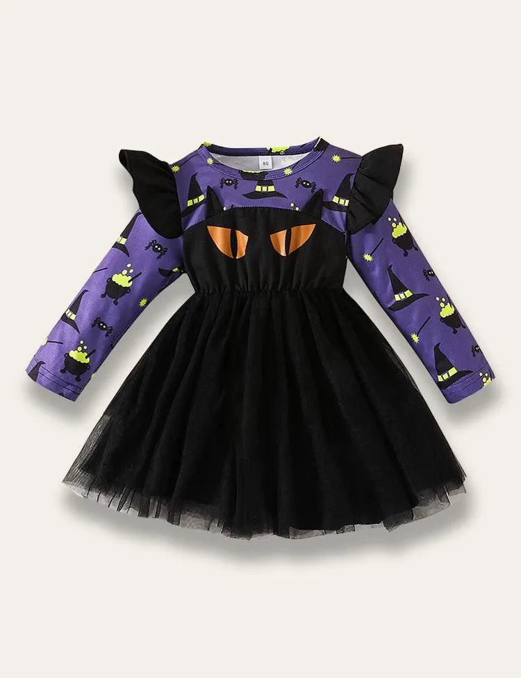 Halloween Long Sleeve Mesh Dress - Mini Berni