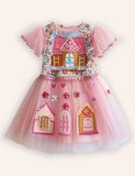 Gingerbread House Applique Tulle Dress
