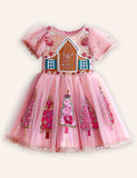 Gingerbread House Applique Tulle Dress
