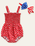 Independence Day Bow Printed Romper