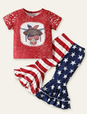 Independence Day Striped Cow Head Printed Set - Mini Taylor