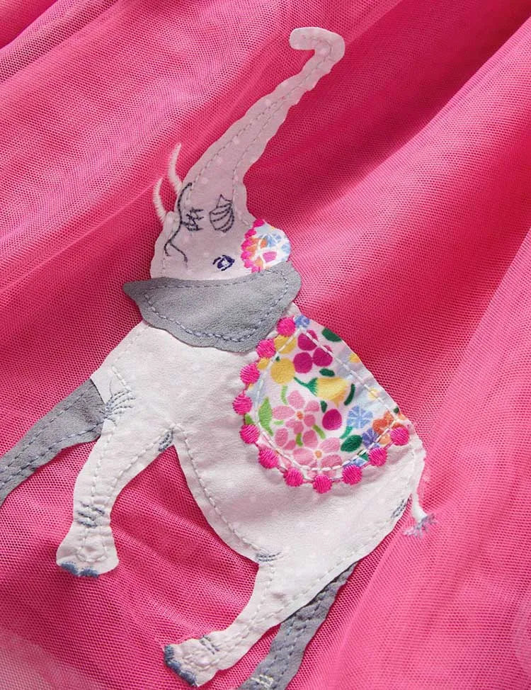Elephant&Tree Applique Tulle Dress