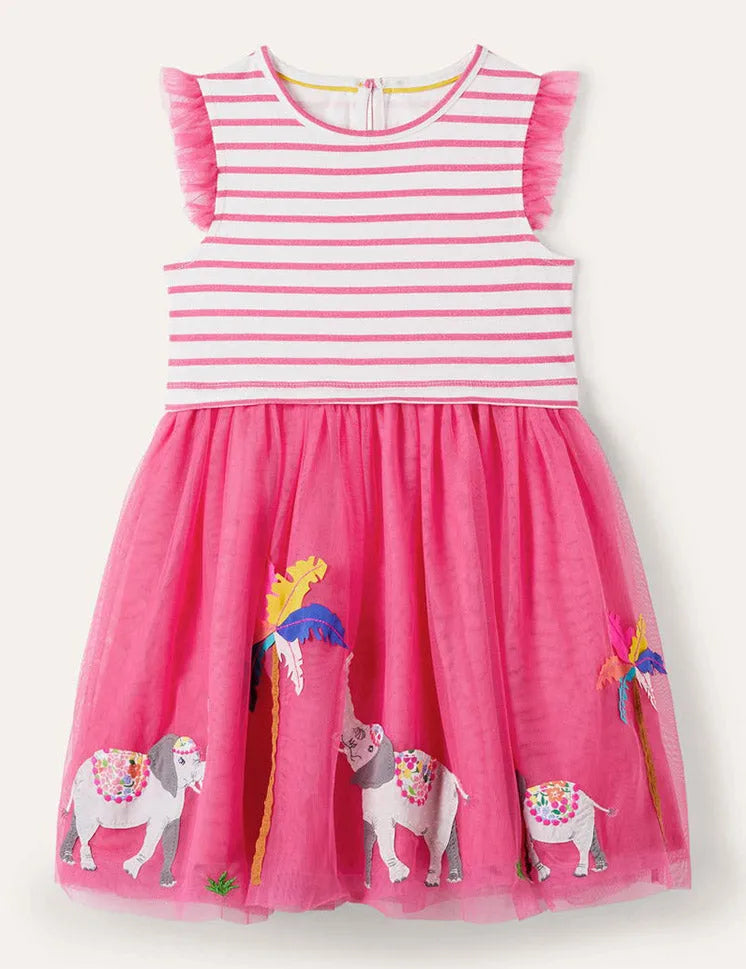 Elephant&Tree Applique Tulle Dress