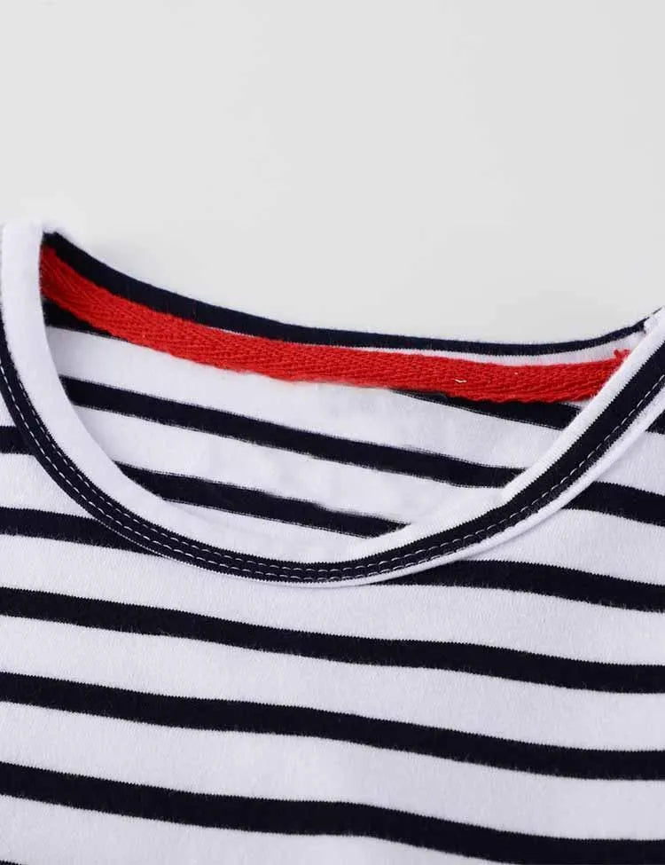 Ladybug Appliqué Striped Long-Sleeved Dress - Mini Taylor