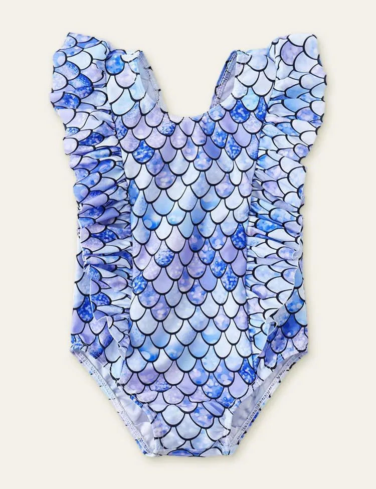 Leopard Print Dinosaur Mermaid Printed Swimsuit - Mini Taylor