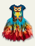 Owl Embroidery Multi Tulle Layer Dress