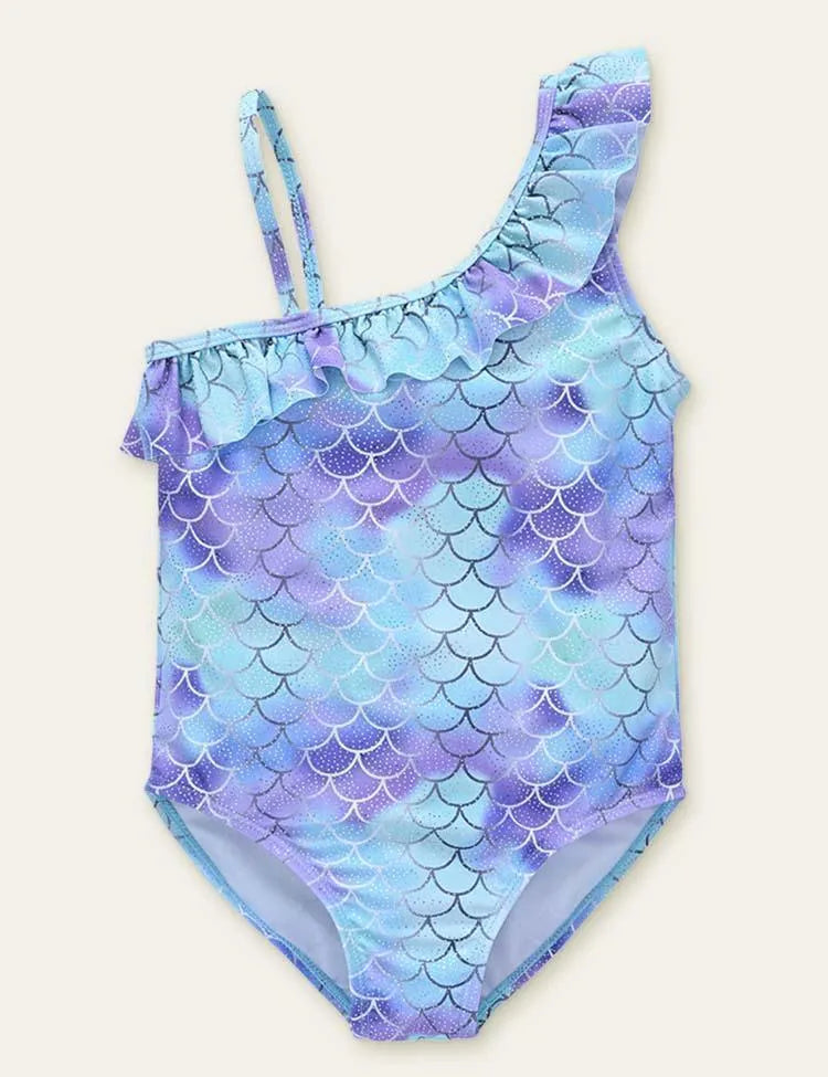 Printed Frilly One Shoulder Swimsuit - Mini Taylor