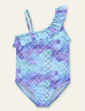 Printed Frilly One Shoulder Swimsuit - Mini Taylor