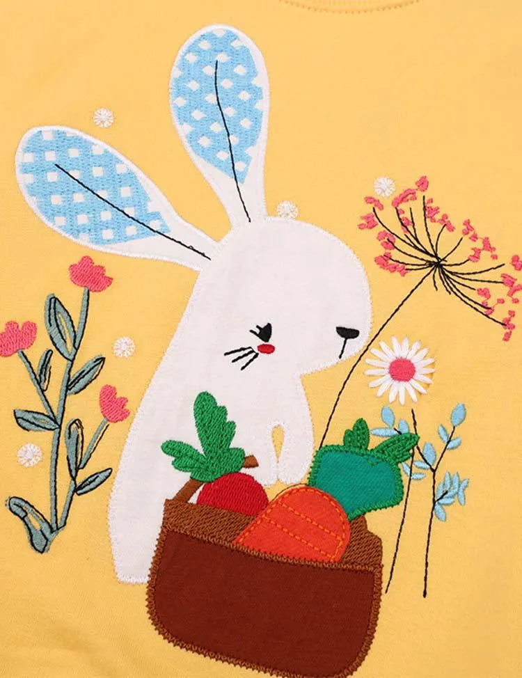 Rabbit Carrot Appliqué Flower Embroidered Sweatshirt - Mini Taylor