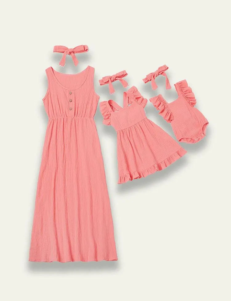 Solid Color Ruffle Family Matching Dress - Mini Taylor
