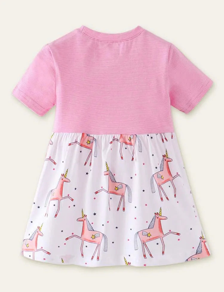 Unicorn Printed Striped Dress - Mini Taylor