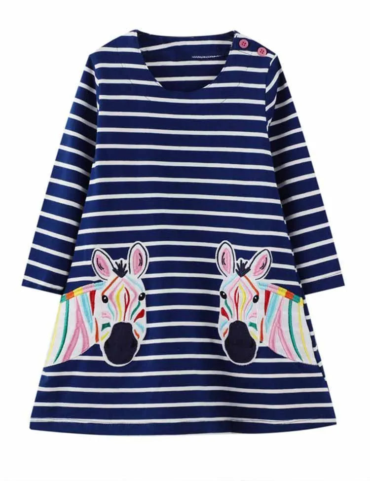 Zebra Appliqué Long Sleeve Dress - Mini Taylor