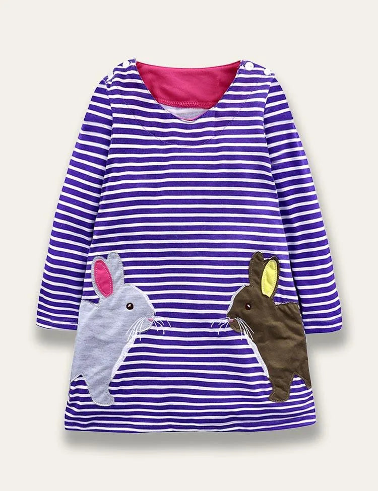 Animal Appliqué Stripe Dress - Mini Taylor