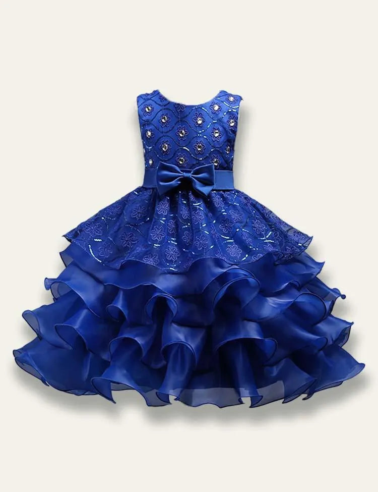 Bowtie Fluffy Studded Sequin Princess Party Dress - Mini Taylor