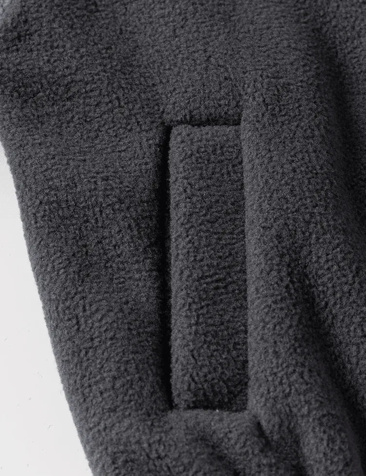 Cartoon Bighead Carp Appliqué Polar Fleece Jacket - Mini Taylor