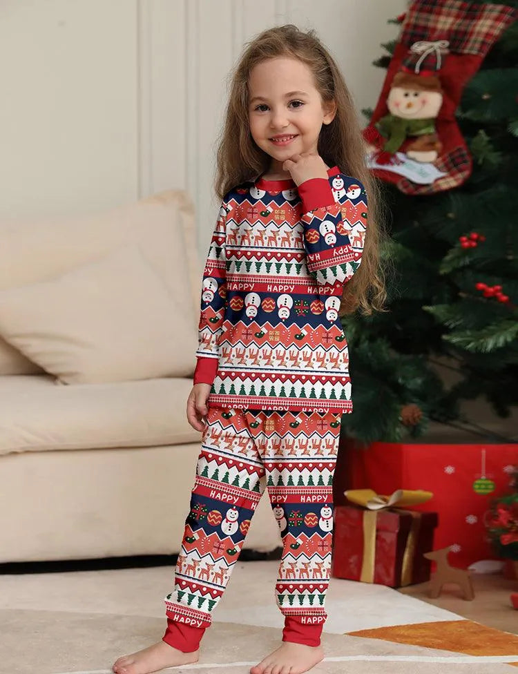 Christmas Snowman Striped Printing Family Machting Pajamas (Pet Size Available) - Mini Taylor