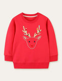 Elk  Appliqué Embroidered Sweatshirt