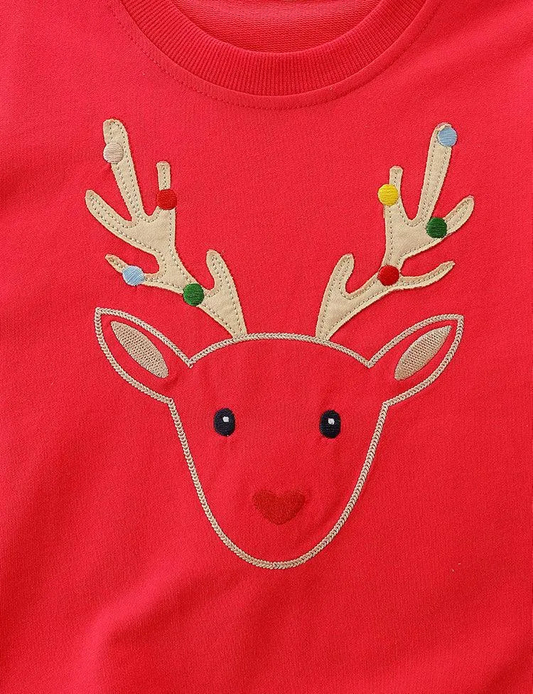 Elk Appliqué Embroidered Sweatshirt - Mini Taylor