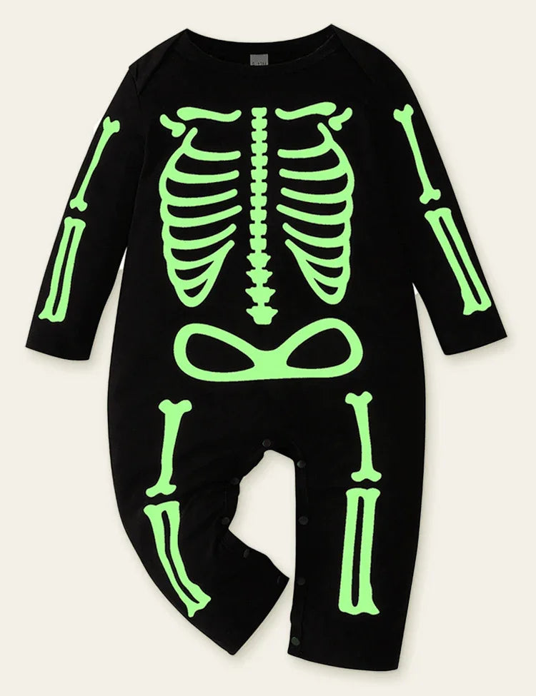 Halloween Skull Printed Luminous Romper - Mini Berni