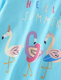 Three Flamingo Printed Long-Sleeved T-shirt - Mini Taylor