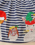 Christmas Animal Friend Appliqué Colorblocked Dress