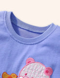 Bear Rainbow Applique Cotton T-shirt Set