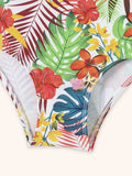 Leaf Print Ruffle Edge Swimsuit