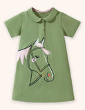 Cartoon Horse Applique Dress
