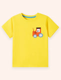 Cute Car Applique Cotton T-shirt
