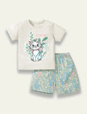 Cat Printed Short-sleeved Set - Mini Taylor