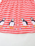 Penguin Appliqué Striped Dress