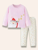 Christmas Santa Claus Printed Long Sleeve T-Shirt Set