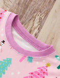 Christmas Tree Printed Pink Pajamas